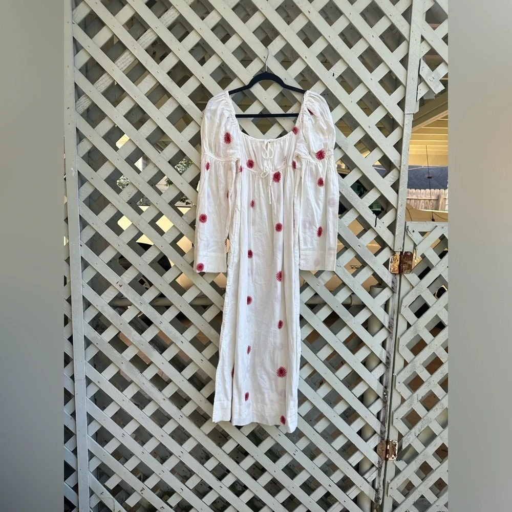 Free People Emory Embroidered Midi Dress